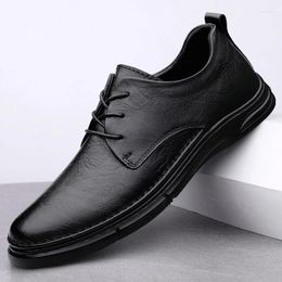 Casual Shoes 2024 Men's Dress Simple Style High Quality Men Oxford Lace-up Genuine Leather Wedding Man