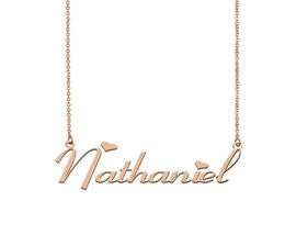 Nathaniel Name Necklace Custom Nameplate Pendant for Women Girls Birthday Gift Kids Friends Jewelry 18k Gold Plated Stainless3095146