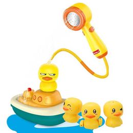 Baby Bath Toys Electric Duck Water Pump Spray Baby Shower Head Bath Toys for Kids Baby Water Game Pirate Ship Toy Faucet Bathroom Children Gift