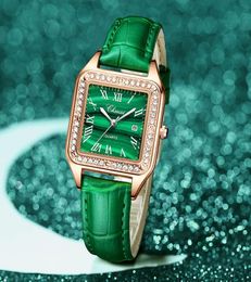 High Quality Women Watches Luxury Malachite Green Watch For Women Waterproof Quartz Diamond Watch Leather Ladies Watch Gifts8847190