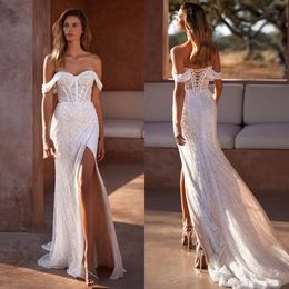 Mermaid Milla Nova Chart Wedding Dress off shoulder crystal wedding dresses Bridal Gowns lace up back split robe de mariage