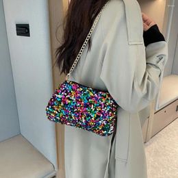 Shoulder Bags Solid Colour Sequins Crossbody Bag Fashion INS Korean Style Phone Purse Pocket Small Square Girl