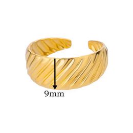 Wedding Rings Stainless Steel Twill Open Rings For Women Gold Plated Aesthetic Wedding Ring Valentines Day Gift Jewellery Accessories anillos