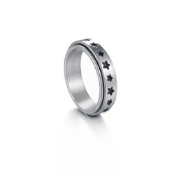 Wedding Rings 6MM Silver Colour Stainless Steel Rotatable Star Rings For Men Women Trendy Male Stylish Punk Metal Ring Spinner Jewellery Gift