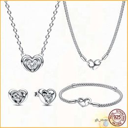 pandoras necklace mom 925 Silver Fit Necklace Heart Women Fashion Jewellery Moments Studied Chain Bracelet New 365