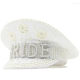 Berets Jeweled Bride Hat Heavy Pearls Captain Diamond-studded Hand Beading