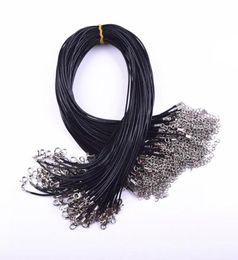 20 Pcslot Real Handmade Leather Adjustable Braided Rope Necklaces Pendant Charms Findings Lobster Clasp String Cord 2 mm3281464
