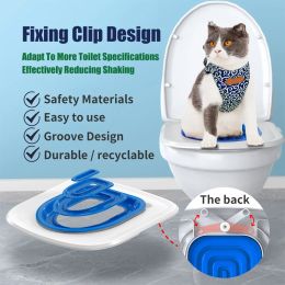 Repellents Cat Toilet Trainer Reusable Training Toilet for Pet Cat Detachable Plastic Cat Potty Training Kit Cat Litter Box Mat Accessories