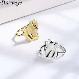 Cluster Rings Draweye Stainless Steel For Women Irregular Geometric Vintage Hiphop Anillos Mujer Korean Fashion Simple Jewelry