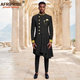 Men's Tracksuits African Suits For Men Full Sleeve Chain Embroidery Single Breasted Blazer And Pants Set Formal Outfits Slim Fit Clothes