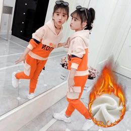 Clothing Sets Children's Spring/Autumn Plush Warm Hooded Sweater Suit Boys'/Girls' Hoodie Pants 2 Piece Teenagers Casual Tracksuit 3-10