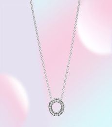 NEW 100 925 Sterling Silver Loving Hearts of Necklace Clear Suitable Small Round Gift Clavicle Chain Jewelry 397436CZ9904602