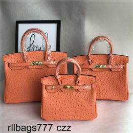 Handbag Ostrich Platinum Handbags Designer Bag Fashionable Pattern Portable One Shoulder Slanting Cowhide Womens Orange Original Logo Genuine Leather Lqa9