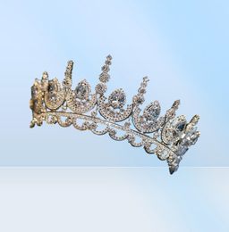 Himstory Noble Beauty Princess Tiara Cubic Zircon Wedding Bridal Crown Rhinestone Pageant Crown For Brides Headbands8863651
