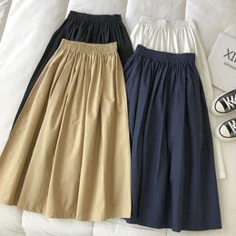 Skirts Summer Female Simplicity Casual Elastic High Waist A-Line Skirt 2024 Fashion All-match Solid Colour Loose Women's Clothing