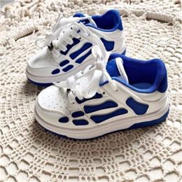 Kids Designer Sneakers Skel Top Low Running Shoes Leather Bones Applique Youth Toddler Gradeschool Children Boy Girl Casual Shoes