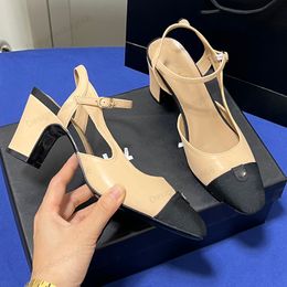 Chunky Heel Slingbacks Damen Designer Klassische Sandalen Schaffellpumpen 6 cm Anpassen der Knöchel gesteppte Textur Matelasse Casual Shoe Ladies Dress Schuhe Hochzeit für Party