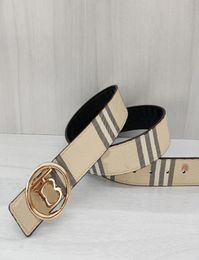 Luxurys designers belt fashion men belts classic pin buckle gold and silver black buckle head striped doublesided casual width 36333029
