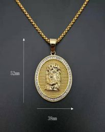 Pendant Necklaces Hip Hop Gold Color Stainless Steel Jesus Piece Pendants For Men Rapper Jewelry Drop8574957