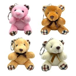 Mini Teddy Bear Plush Keychain Stuffed Pendant Cute Car Key Holder for Children Gifts Party Decoration 240416