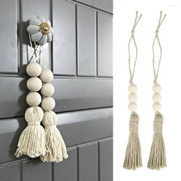 Decorative Flowers 2Pcs Wooden Bead Tassels Ornaments Handmade Bohemia Farmhouse Rustic Natural Garlands For Living Room