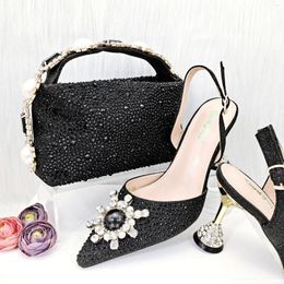 Dress Shoes Doershow High Quality African Style Ladies And Bags Set Latest Black Italian Bag For Party HGO1-28