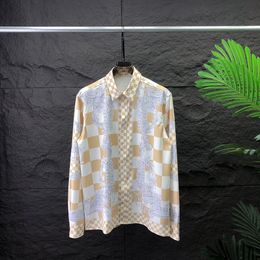 New Luxury Shirt designer shirt Fashion Slim Fit Long sleeved Polo Brand designer shirt Crocodile Skin Printed Twist button shirt 2240