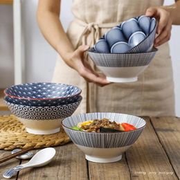 Bowls 7 Inch Nordic Style Modern Simple Ceramic Tableware Household Restaurant Individual Bucket Rice Porridge Bowl Soup Noodle