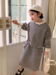 Clothing Sets 2024 Arrivals Girls 2Pcs Set Striped Sweatshirt Skirt Spring Suits Kids Clothes 1-8 Years