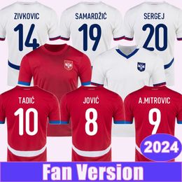 2024 Serbia Mens Soccer Jerseys National Team SERGEJ TADIC JOVIC KOSTIC MILENKOVIC BABIC ZIVKOVIC SAMARDZIC Home Away Football Shirt Uniforms