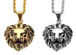 Fashion silvergold Lion Head pendants necklaces Men Women Hip Hop streetwear Charm link chain punk rock Necklaces Jewelry Gifts A7444633