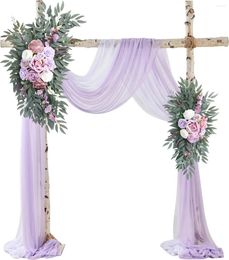 Decorative Flowers Yan Purple Lilac Artificial Wedding Arch Floral Swag Arrangement For Ceremony Arbour Reception Backdrop Decors