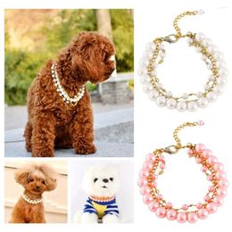 Dog Apparel Cute Pearl Necklace Luxury Crystal Pendant Cat Collar Adjustable Kitten Collars & Ldads Jewellery