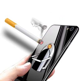 Creative Metal Mobile Phone Buckle Cigarette ELECTRIC Lighter Usb Cycle Charging Portable Lighter Custom