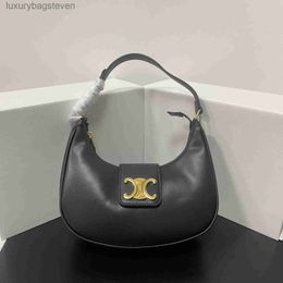 High Level Original Cellin Designer Bags 2024 New Underarm Bag Genuine Leather Fashionable Old Flower Crescent Bag Elegant Simple Style Shoulder h with Brand Logo