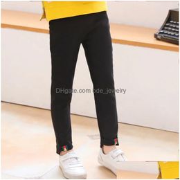 Trousers Girl Leggings Spring Autumn Kids Pants Young Student Fashion Elasticity Slim Fit For 4-10 Years Children Teen Drop Delivery Dhary