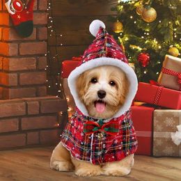 Dog Apparel Pet Christmas Cloak Cozy With Hooded Bow Tie For Winter Party Theme Travel Po Props Warm Outfit