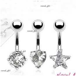 Tiffanyringly Navel & Bell Button Rings Button Rings Clear Zircon Woman Body Piercing Star Dangle Gauge For Girl Bikini Paired With A Bikini Navel Exposed Suit 297