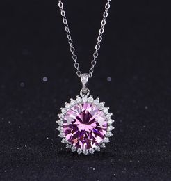 Charm 5ct Lab Pink Diamond Pendant 925 Sterling Silver Wedding Pendants Necklace For Women Bridal Party Choker Jewelry Gift2735567