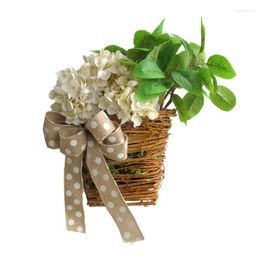 Decorative Flowers 1 Piece Cream Hydrangea Door Hanger Basket Wreath As Shown Rattan Front Summer Welcome Sign