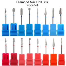 Bits 4pcs/lot Diamond Cutters for Manicure Russian Nail Drill Bits Cuticle Burr Milling Cutter for Pedicure Nails Accessories Tools