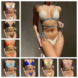 Specially Designed Split Two-piece Bikini with Drawstring Strap and Hard Cup Swimsuit for Women