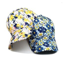 Ball Caps Four Seasons Polyester Flower Print Casquette Baseball Cap Adjustable Outdoor Snapback Hats For Women 23