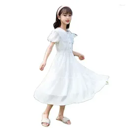 Girl Dresses Cute White For Teenagers Girls Toddler Clothes Short Puff Sleeve Turn Down Lace Collar Dress Summer Kids Boho