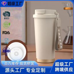 Water Bottles High Beauty Coffee Cup 316 Stainless Steel Ceramic Inner Insulation Portable Dual Drink Car Carrying