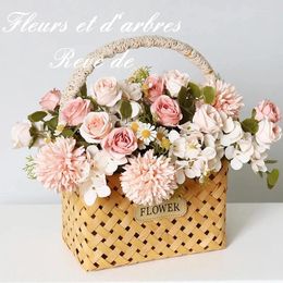 Decorative Flowers Artificial Silk Peony Rose Hydrangea Bouquet Home Decorations Party Wedding Bride Flower Fake Plants