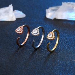 Cluster Rings S925 Sterling Silver Heart-shaped Opening Classic Simple Small Ring Elegant Fashion Jewellery Valentine's Day Gift