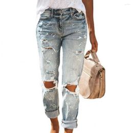 Women's Jeans 2024 Women Fashion Mid Waist Boyfriend Big Ripped Hole Casual High Street Denim Pants Sexy Vintage Pencil Jean Streetwear