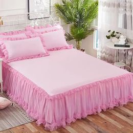 Bed Skirt 1PC Princess Non-slip Mattress Cover Ruffled Lace BedSkirt Bedsheet BedCover Protector Home Bedspread Sheet