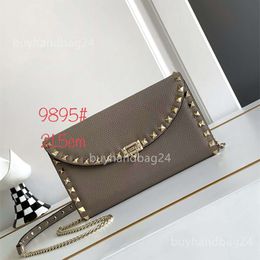 Crossbody Purse Versatile Vlogoo Stud Lady Event Rock 2024 New Rivet Valentyno Flap Leather Shoulder Bags Top Layer Cowhide Bag Litchi Pattern Small Square V3F2